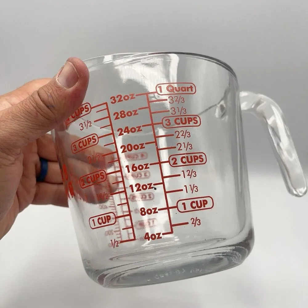 Anchor Hocking 4 Cup Glass Measuring Cup 32oz Red Lettering #8